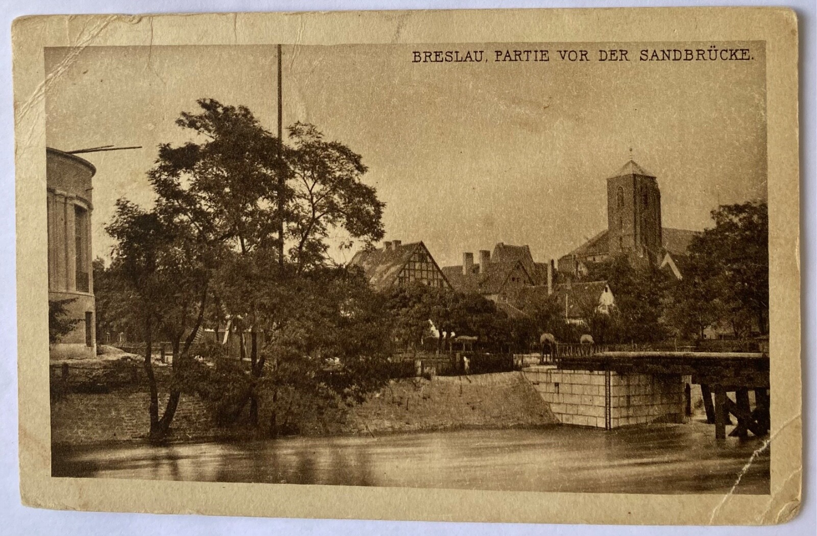 Breslau. Part of the sand bridge. Postcard. 1913.