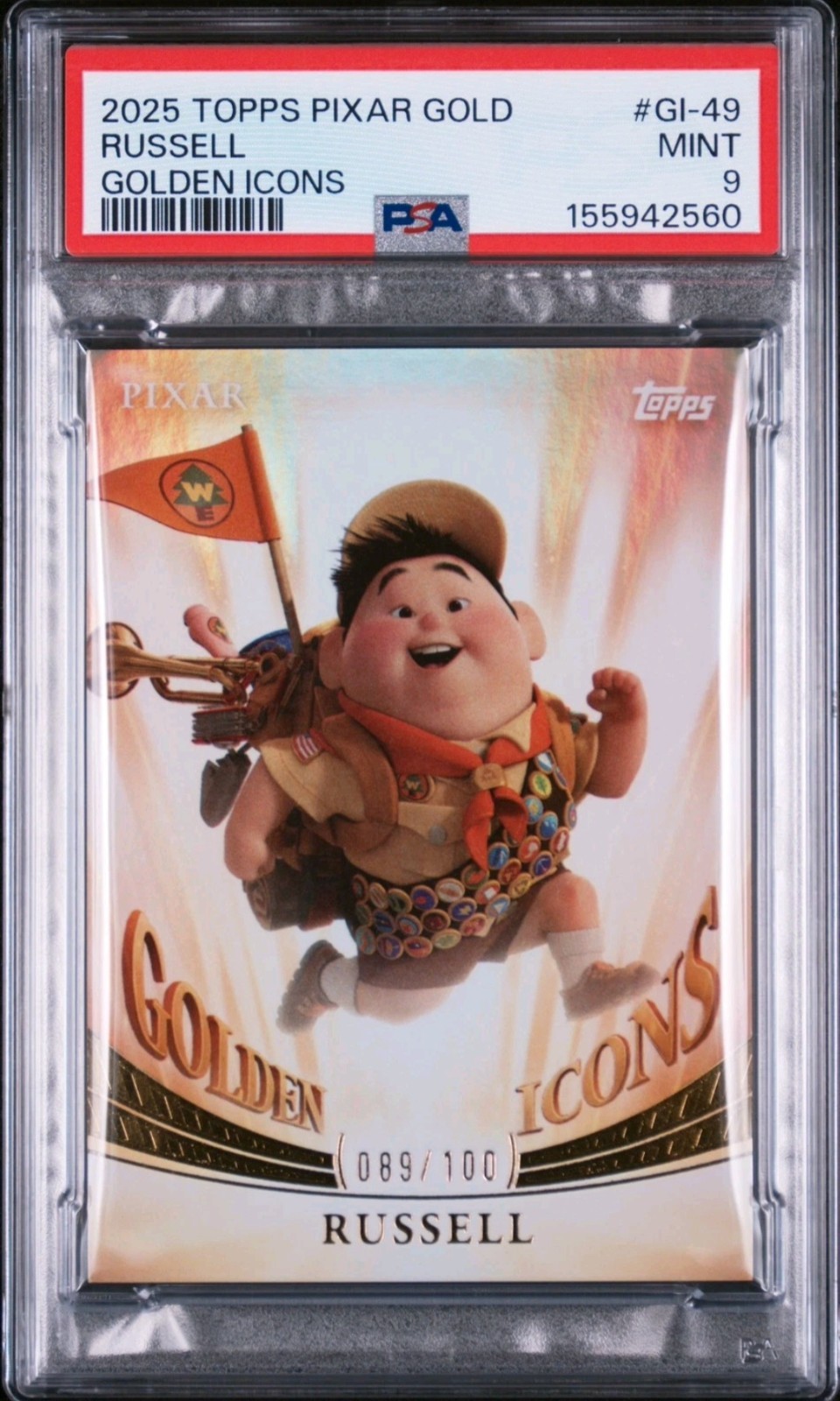 2025 RUSSELL PSA 9 DISNEY TOPPS PIXAR GOLD GOLDEN ICONS UP MOVIE #\'d /100 