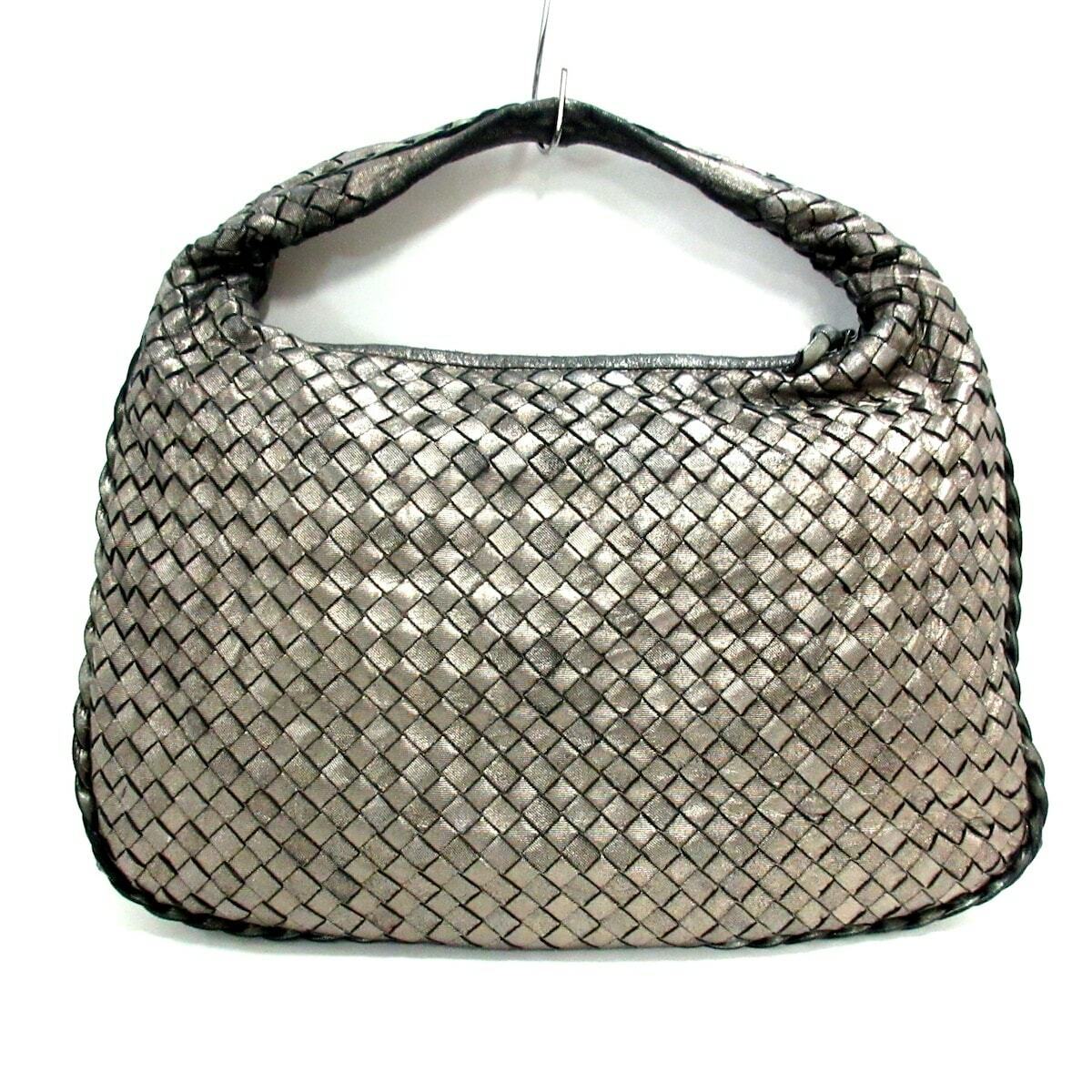 Auth BOTTEGA VENETA Medium Veneta Bag 115653 Metal Leather Handbag