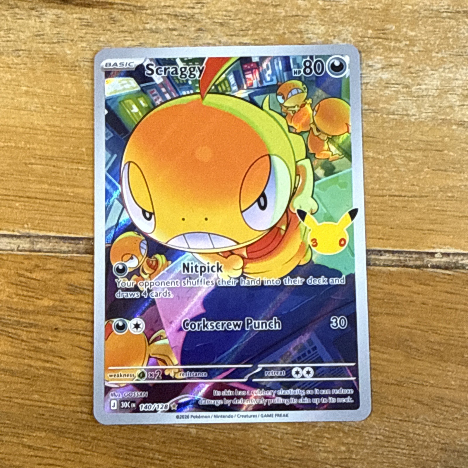 Scraggy 140/128 Illustration Rare Pokémon TCG 30th Celebration