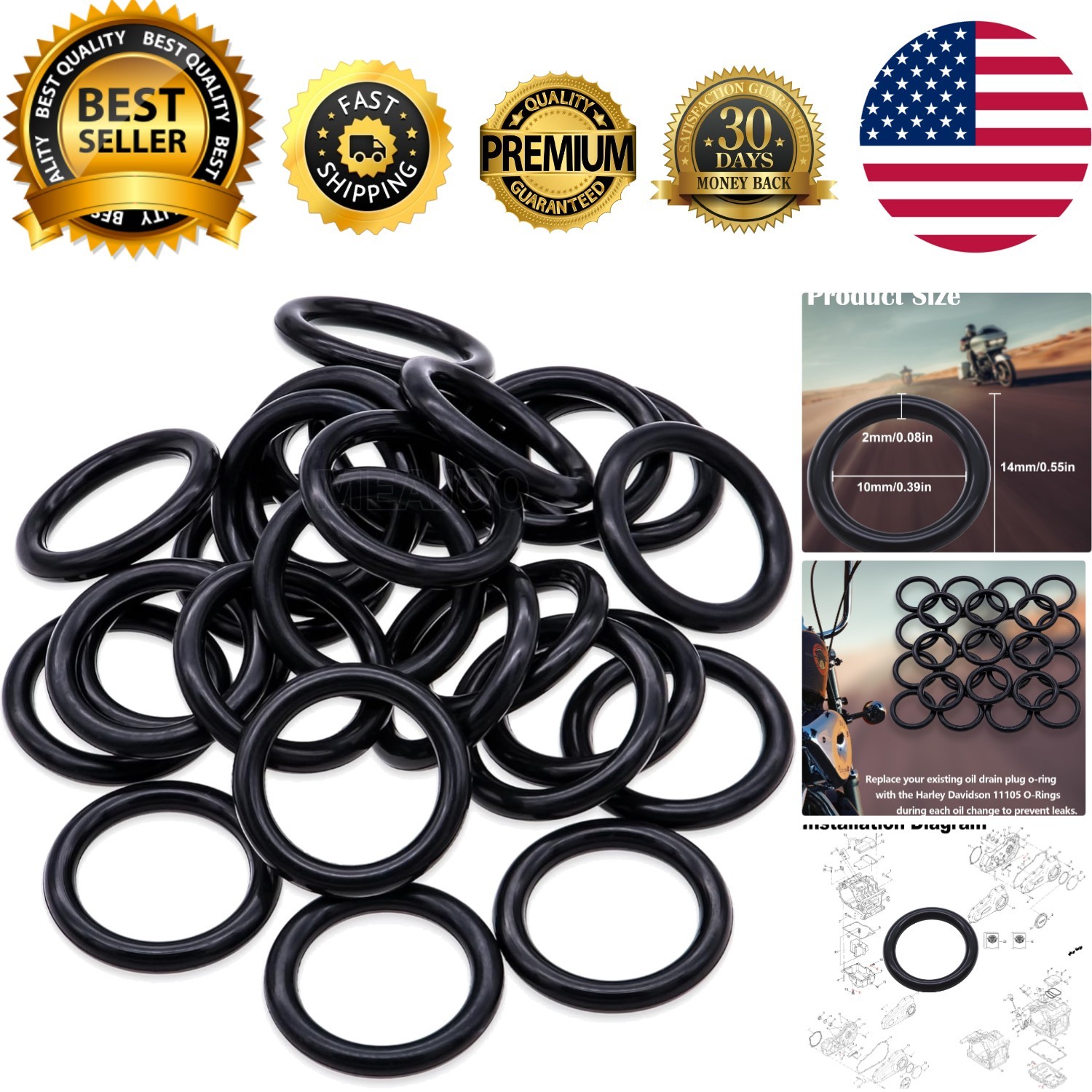 Vibration Resistant O-Ring Set - 25PCS for Harley Davidson Models, Easy Install