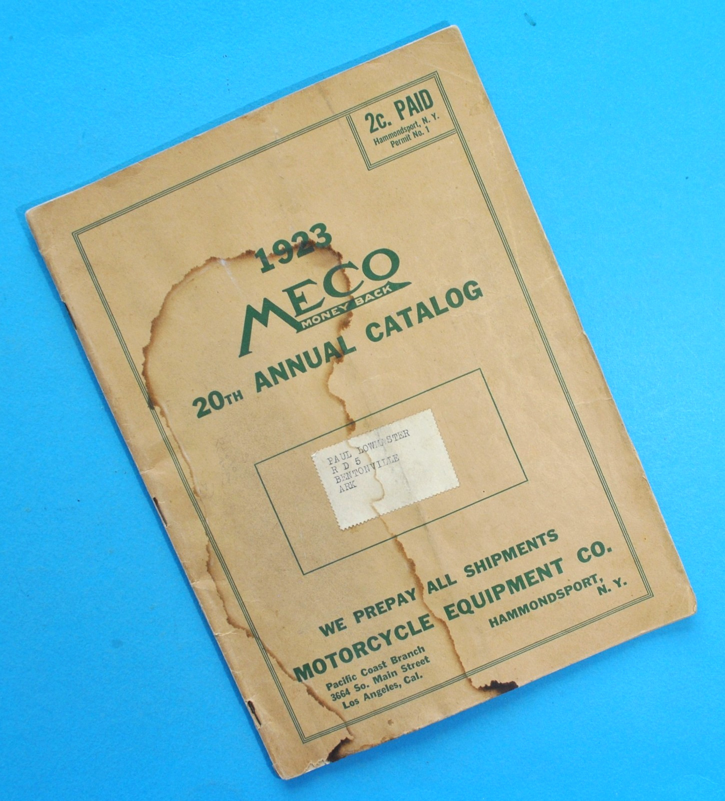 Original 1923 MECO Motorcycle Catalog Parts Book Indian Harley Thor Excelsior