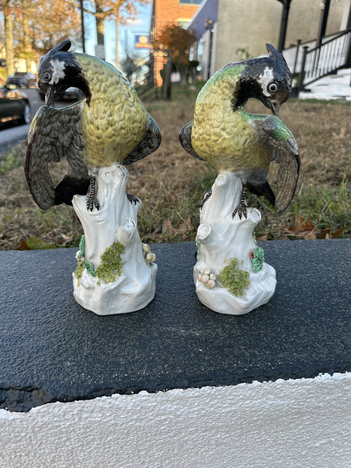 Wonderful Antique Pair Of Porcelain Birds 