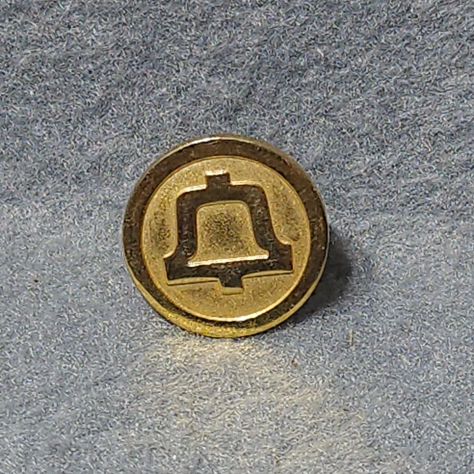 Vintage Bell System AT&T Gold Tone Bell Logo Lapel Pin Tack Tie Pin Advertising
