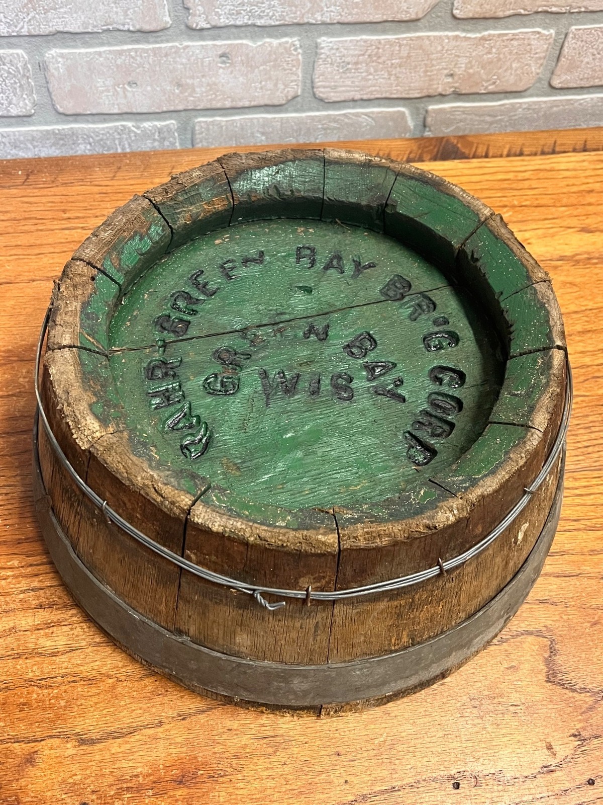 RARE Pre-Prohibition Rahr Brewing Co. Green Bay Wis Beer Barrel Keg Head WI