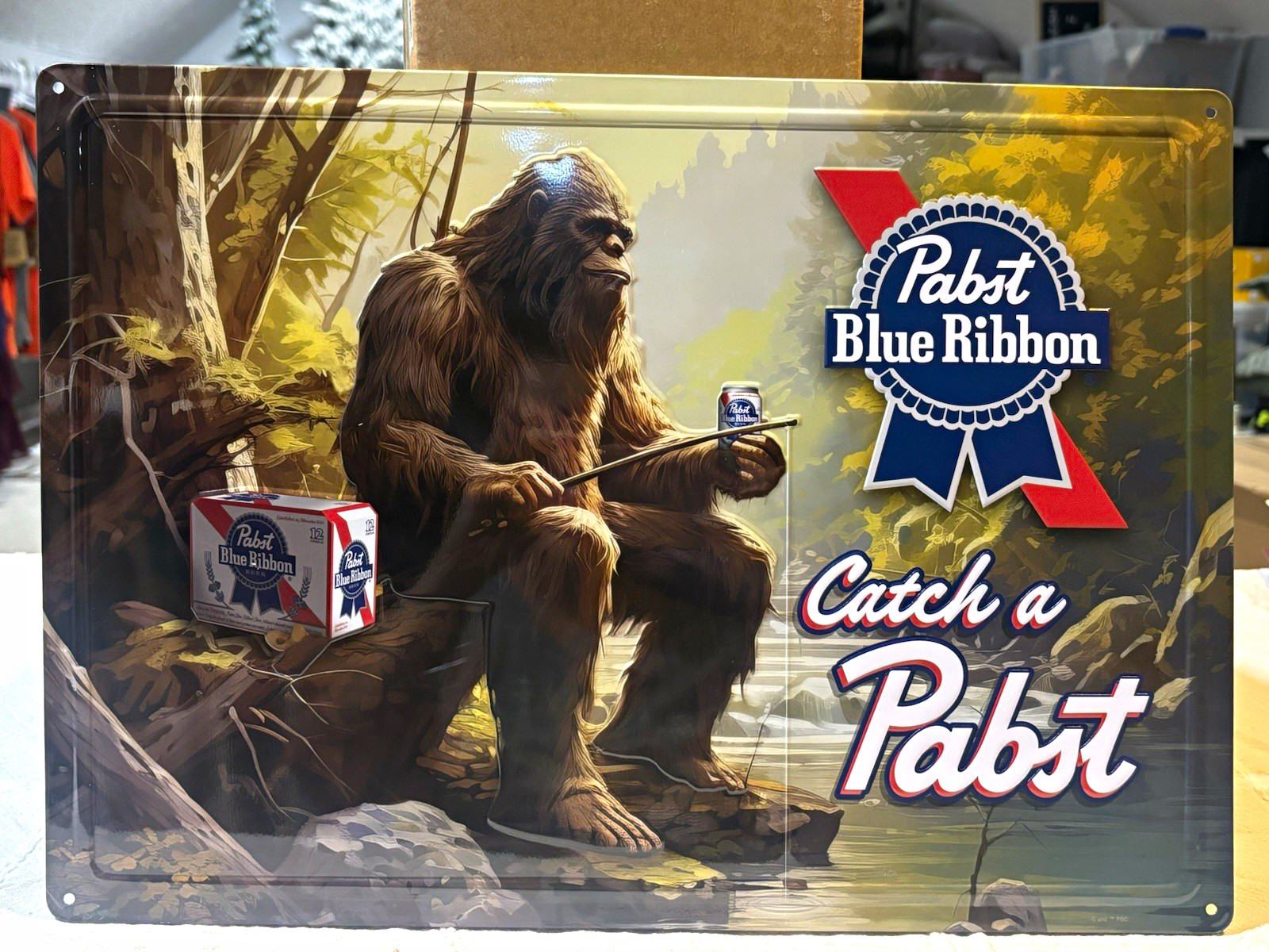 Pabst Blue Ribbon Catch a Pabst Metal Sign Breweriana Wall Decor 12”x16.75”