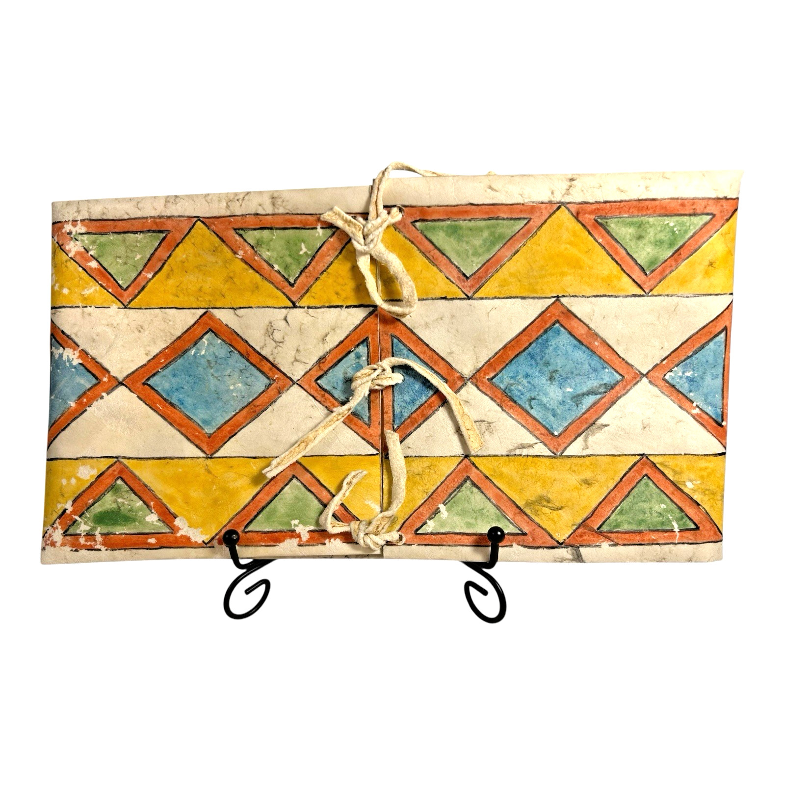 Antique Native American Plains Parfleche Envelope - Geometric Painted Rawhide