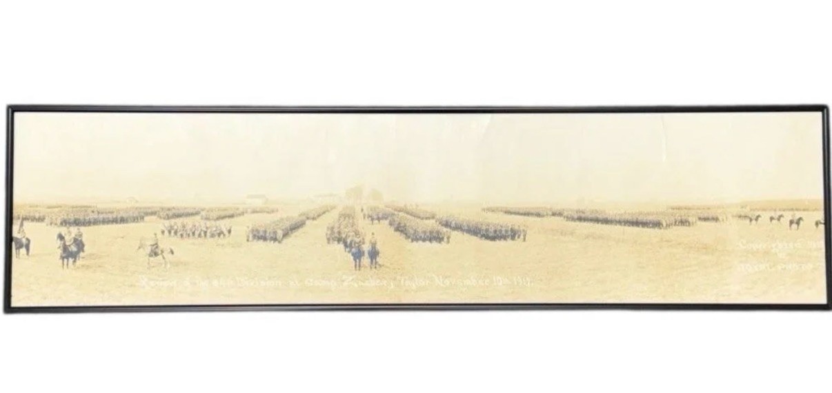 1917 WWI 84th Division Camp Zachary Taylor Military Panoramic Photo Framed 36”