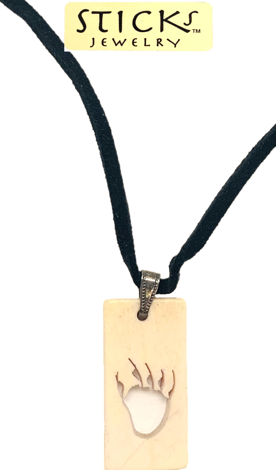Sticks Jewelry Bone & Leather Columbian Native Amerindian Necklace White Claw