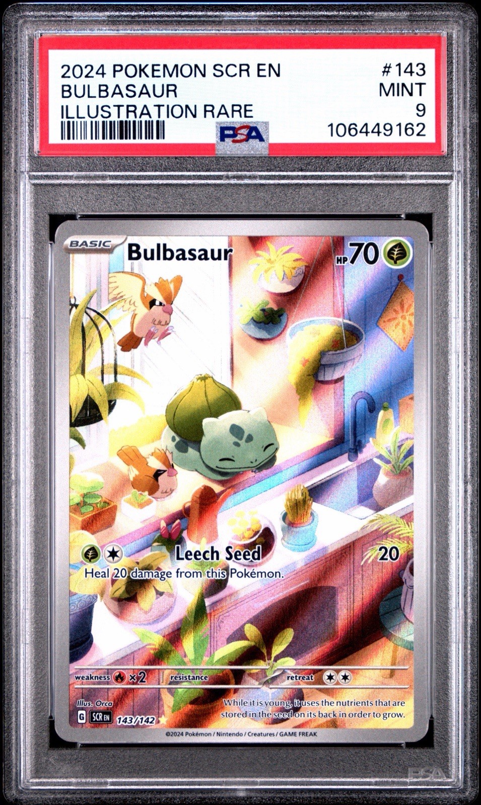 POKEMON SCR EN-STELLAR CROWN #143 BULBASAUR ILLUSTRATION RARE PSA 9 POKEMON SCR EN-STELLAR CROWN #143 BULBASAUR ILLUSTRATION RARE PSA 9