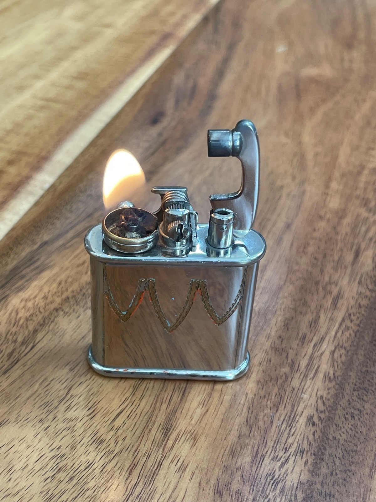 Vintage rare 1930 Colibri kickstart pocket lighter ( Swiss) working condition