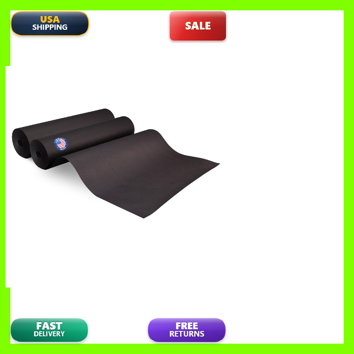 Usa-Made Black Kraft Paper Roll 18 X 3000 250 Feet 30 Lb Thickness Pack Of 2 -