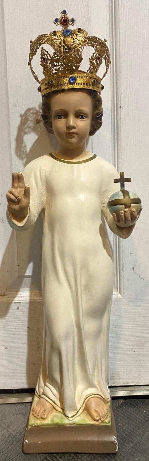 *** VINTAGE NUNS CONVENT COLUMBIA STATUARY INFANT JESUS OF PRAGUE STATUE 23.5
