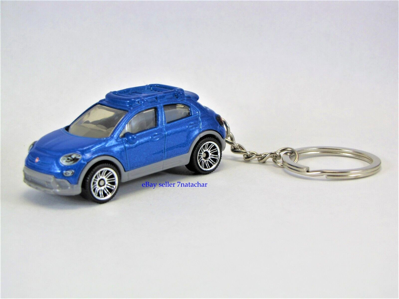 Fiat 500X Keychain 3D Ring 2016 2017 2018 2019 2020 Blue Collectible Novelty B