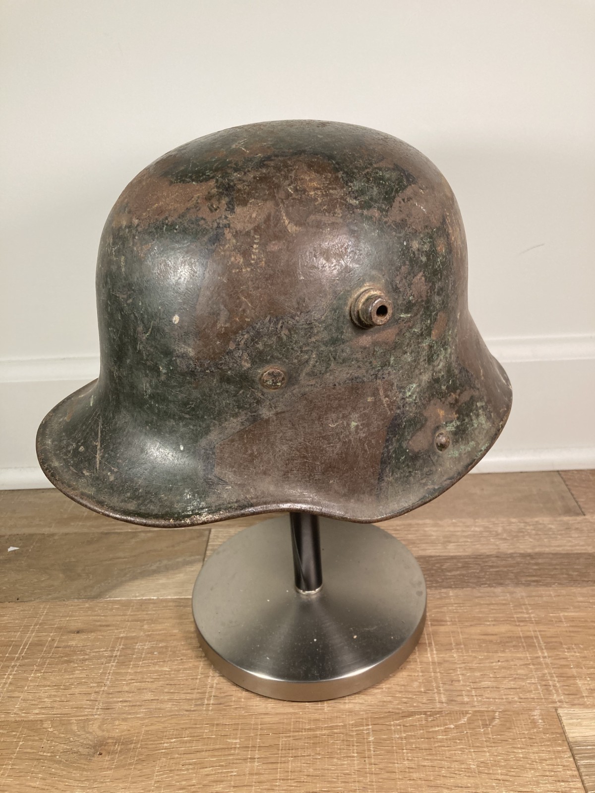 WWI German M16 Stahlhelm Camo Paint Helmet Size 64 Liner Named Wulf WW1 Original