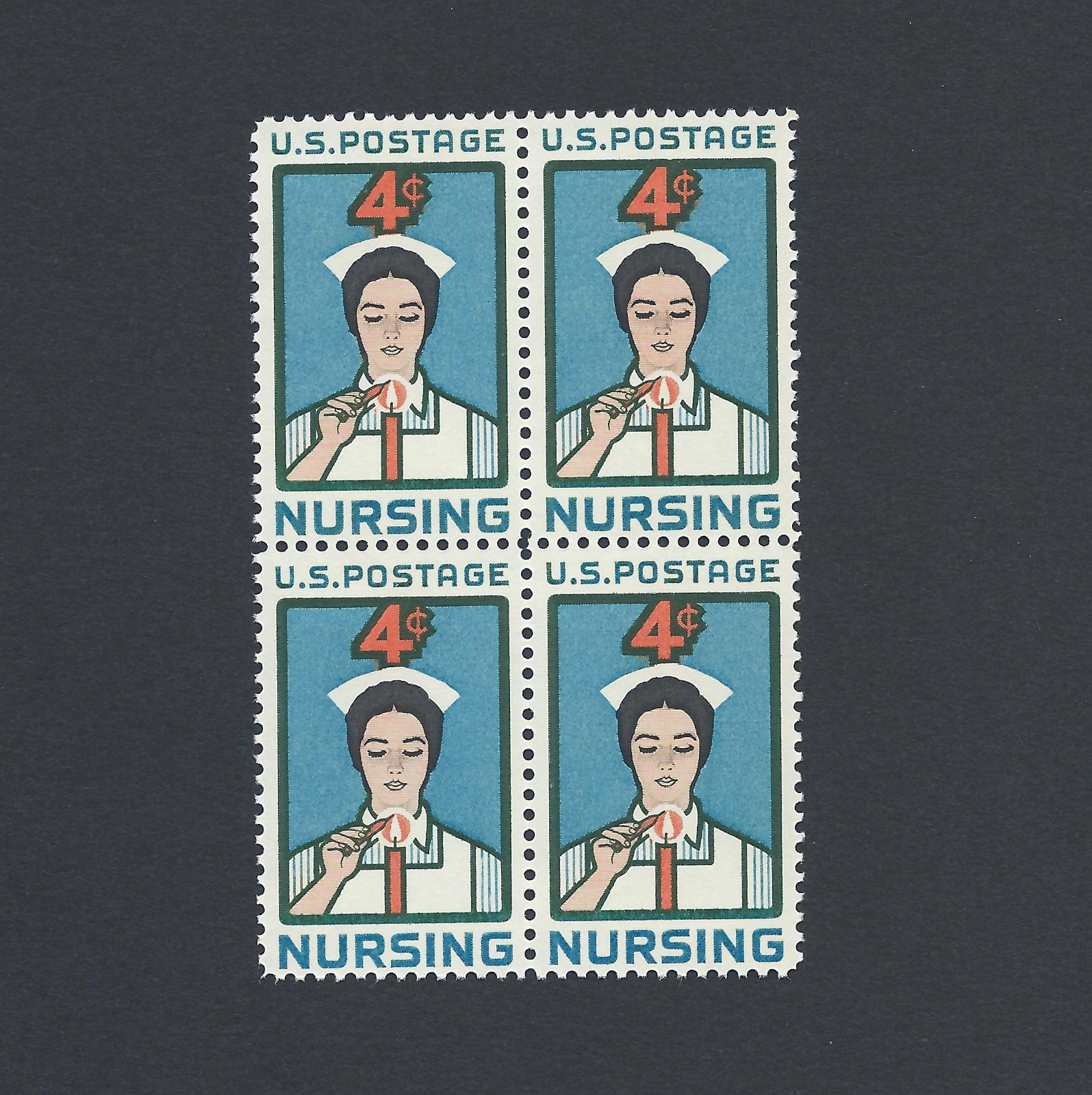 100 Years of Nursing - Vintage Mint Set of 4 Stamps 65 Years Old