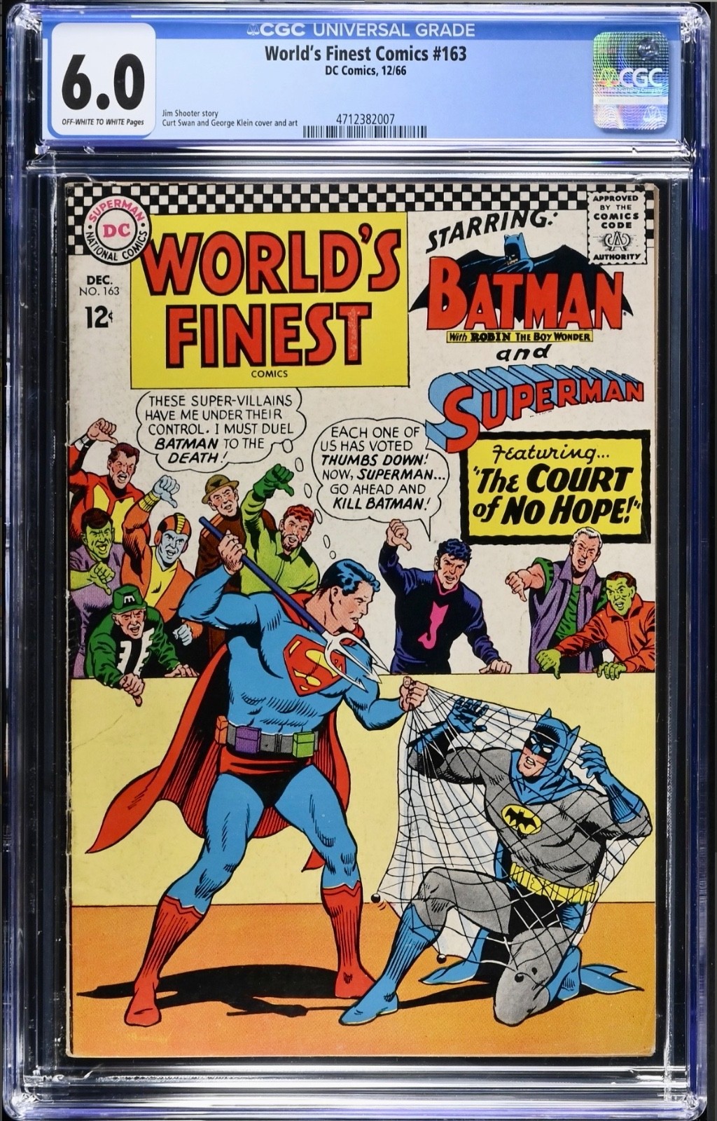 World\'s Finest Comics #163 1966 CGC Graded 6.0 Just Graded-New Holder