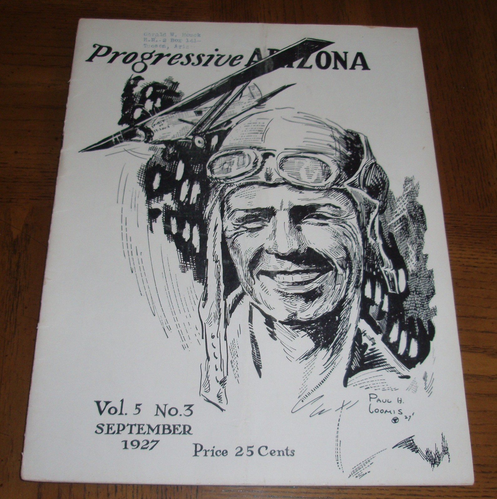 CHARLES LINDBERGH-EXTREMELY RARE 1927 PROGRESSIVE ARIZONA MAGAZINE-ONE OF A KIND
