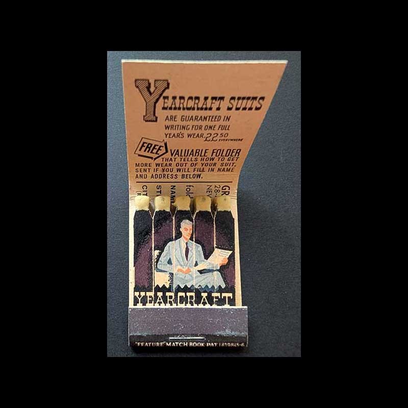 Feature Matchbook Full Book Yearcraft Clothes Archie's Men's Shop Millbury St