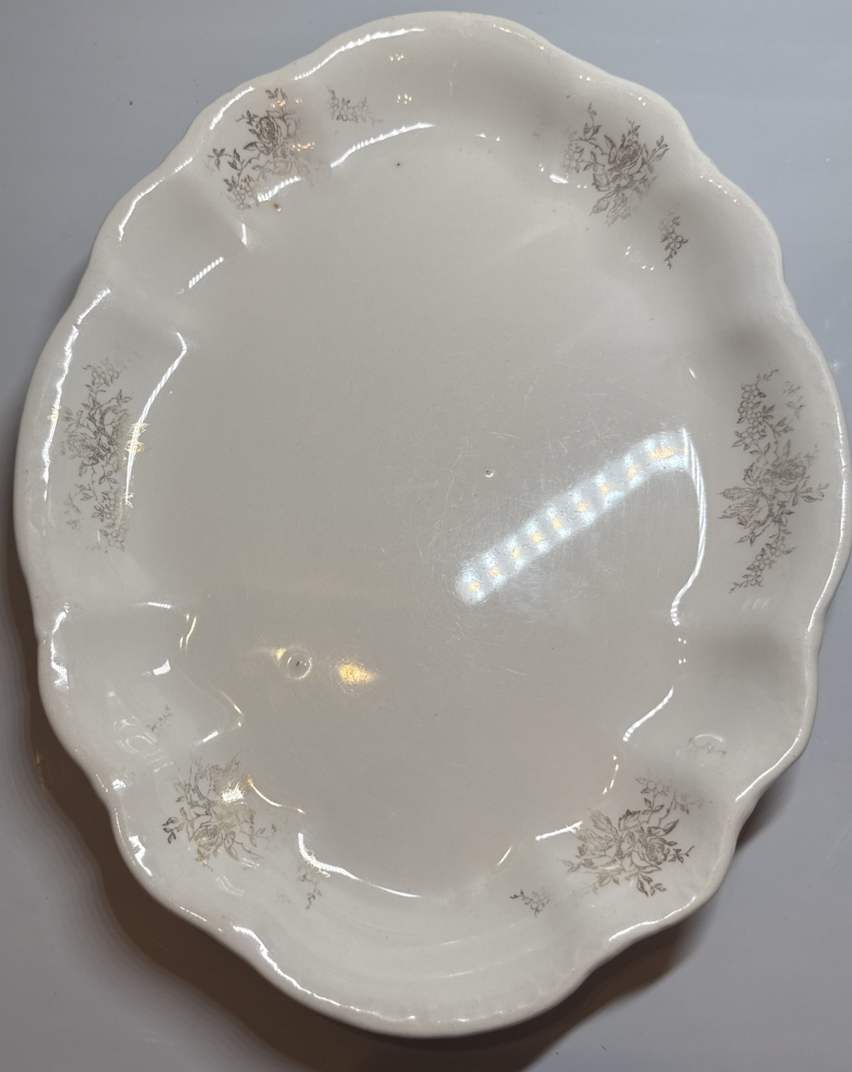 Antique Majestic Pottery 13”Floral Oval Platter Rare Signed