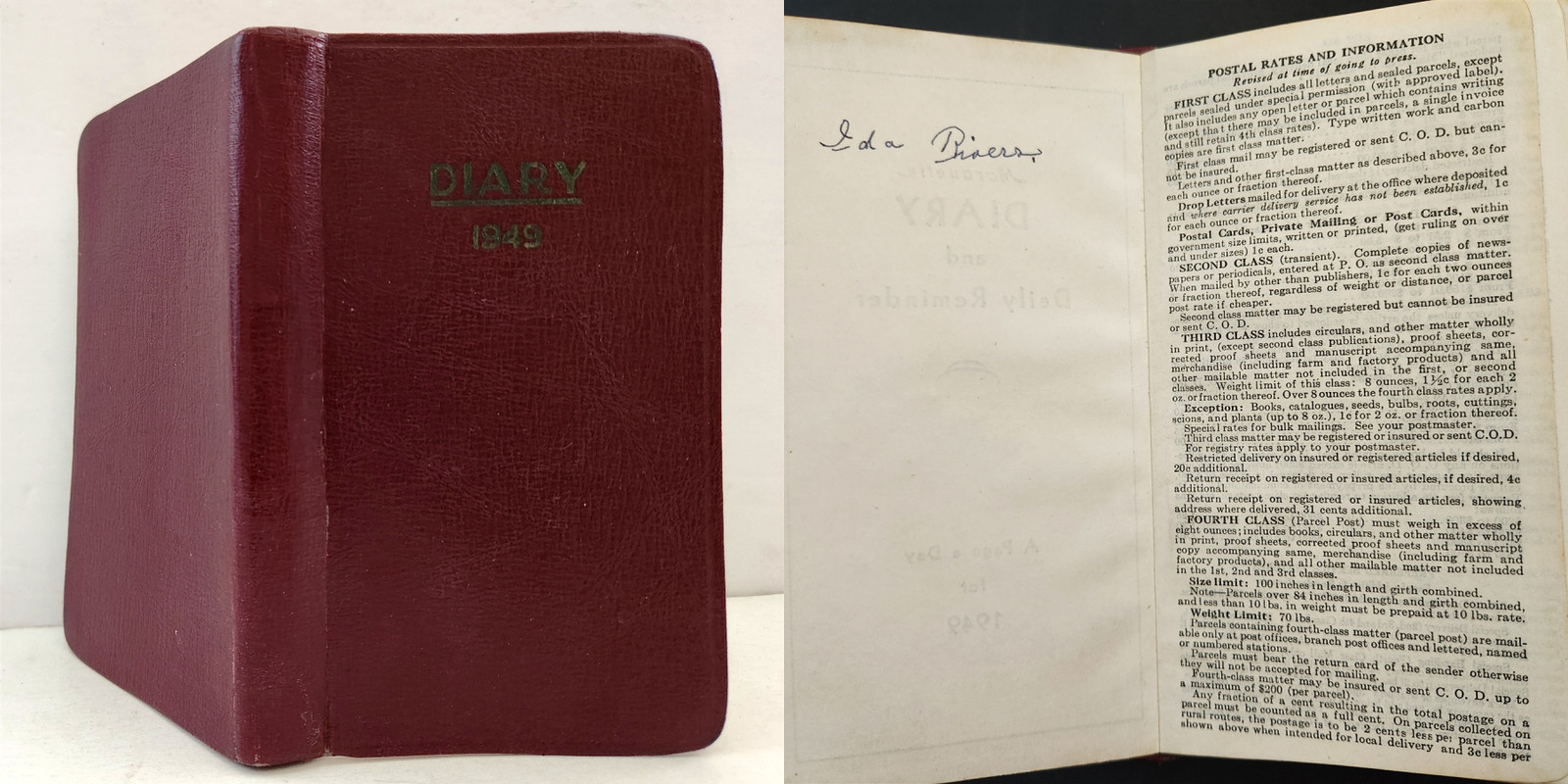 1949 vintage DIARY st george knox me IDA RIVUS RIVERS history family very full