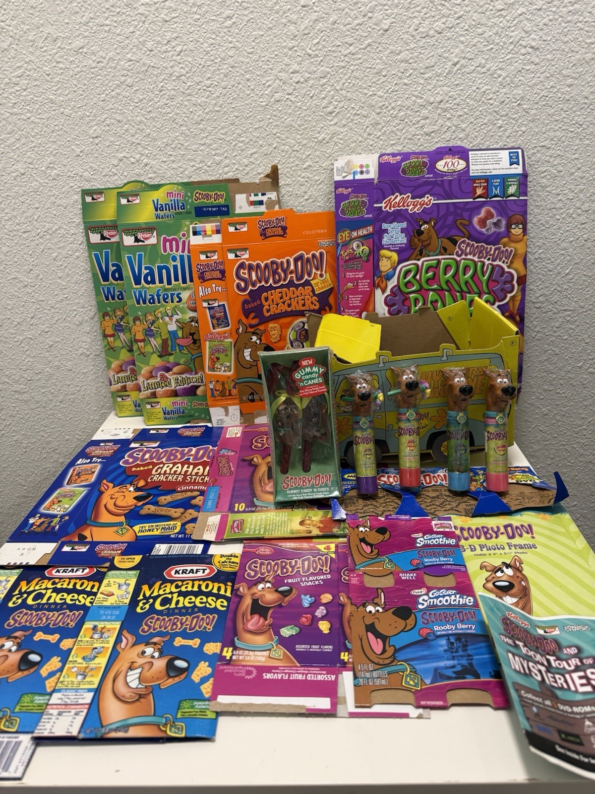 Vintage Scooby-Doo Food Packaging Lot Cereal Boxes Candy Mystery Machine Y2K