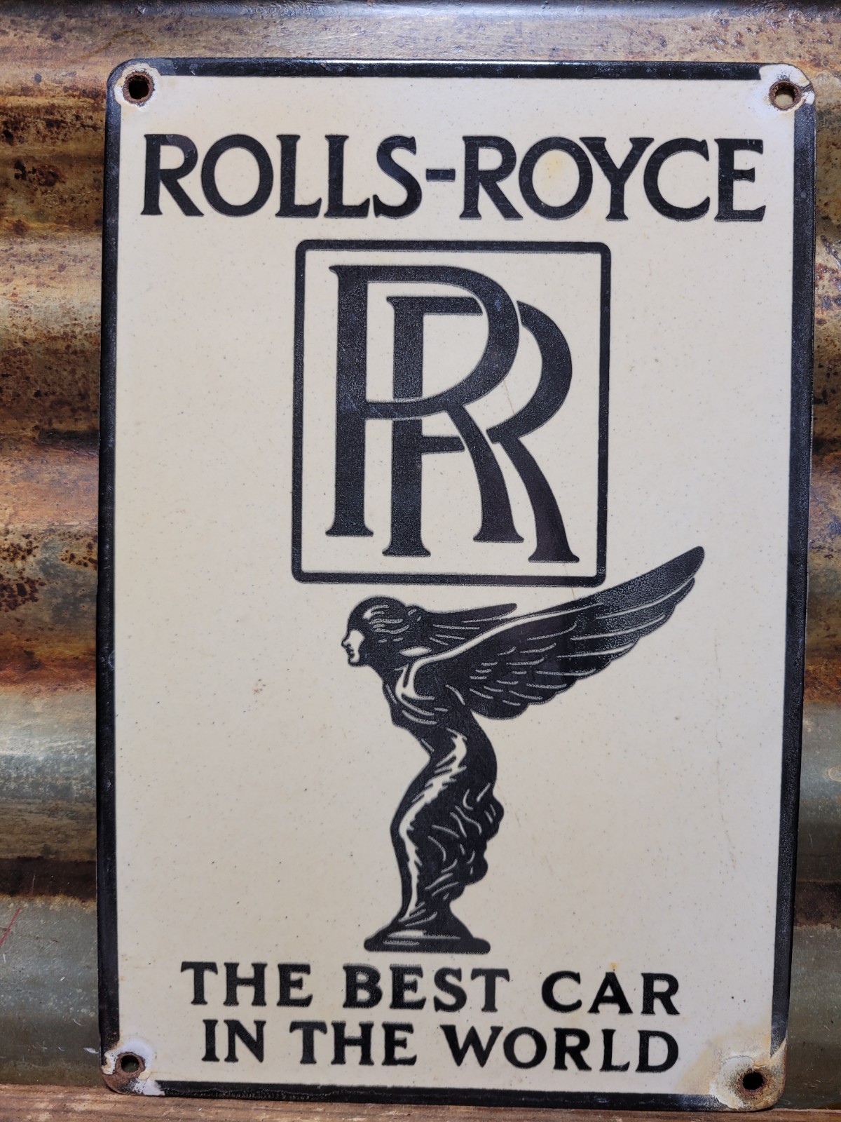 VINTAGE ROLLS ROYCE PORCELAIN SIGN OLD ENGLAND LUXURY AUTOMOBILE AUTO GAS CAR