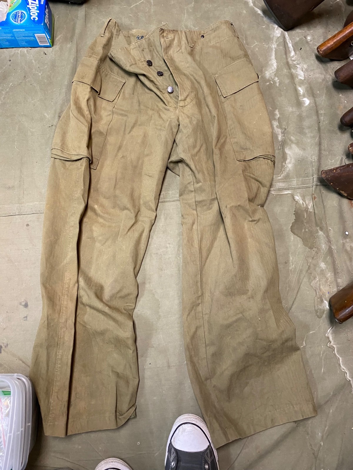 WWII US ARMY DARK SHADE HBT COMBAT FIELD TROUSERS- XLARGE 38 WAIST, SM WHOLESALE