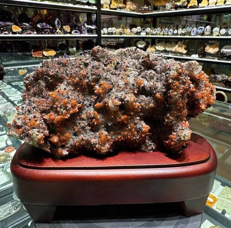 3.22LB Natural Red Quartz copper mine Cluster crystal Reiki decor+STAND