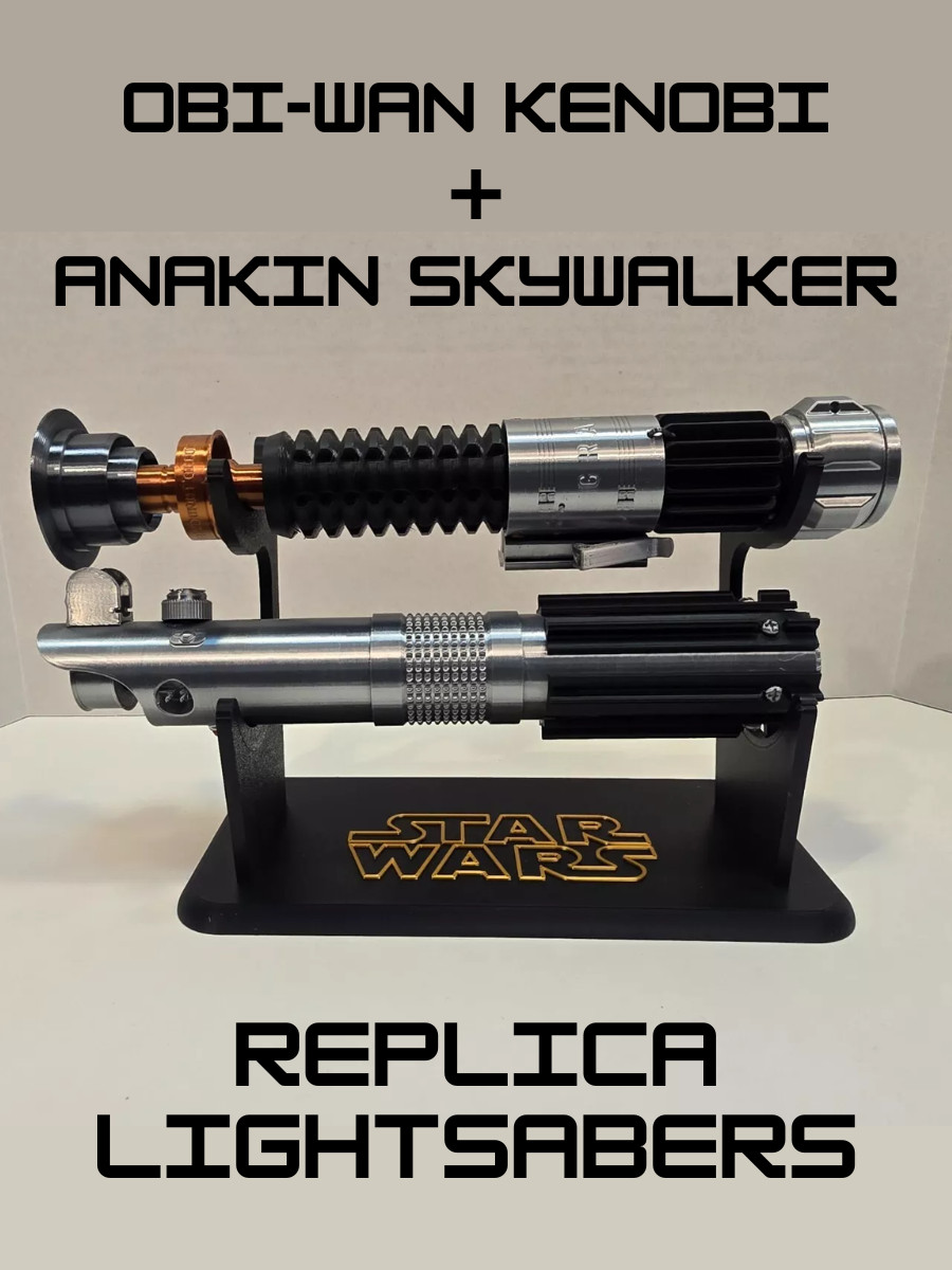 Obi-Wan Kenobi and Anakin Skywalker Inspired Lightsaber Replica+Stand, Star Wars