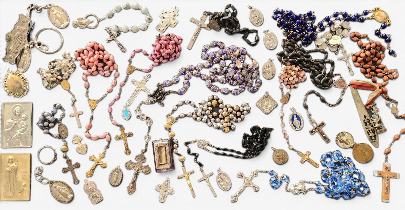Huge Lot Of Crosses Crucifix Catholic Pendants  Vintage TO Now