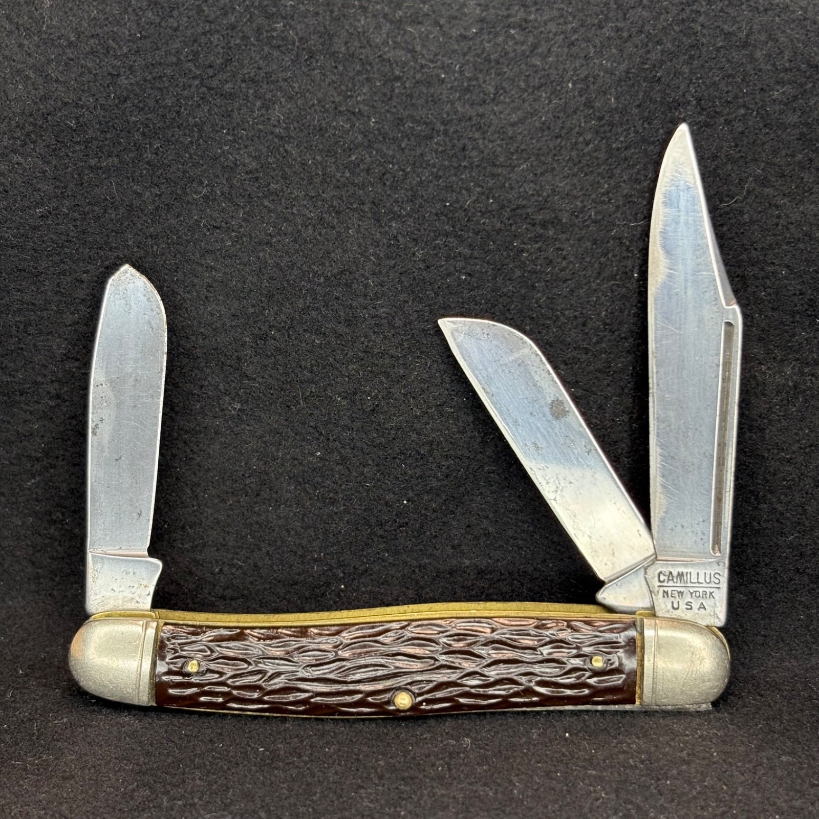 VINTAGE CAMILLUS POCKET KNIFE STOCKMAN 3-BLADE USA 1960-1970 ORIGINAL