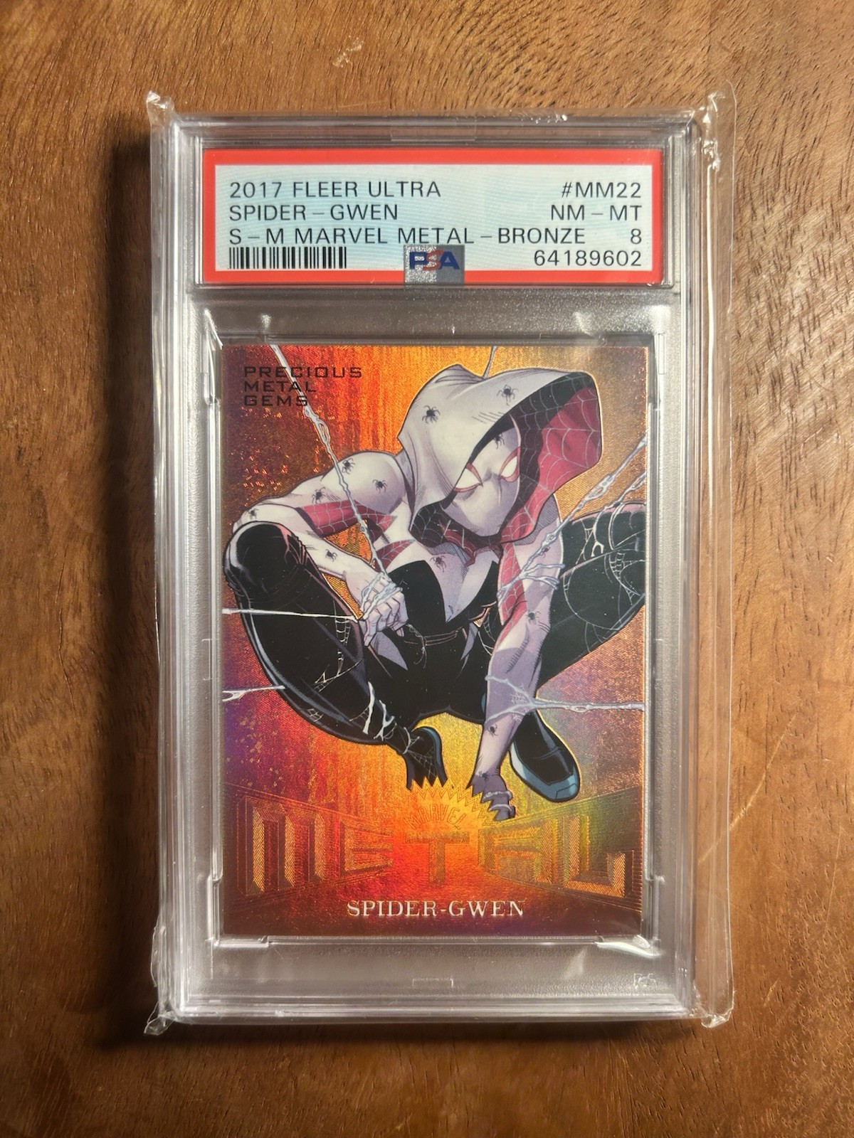 Spider-Man Fleer Ultra 2017: MM22 Bronze Spider-Gwen PMG Card #/199 PSA 8