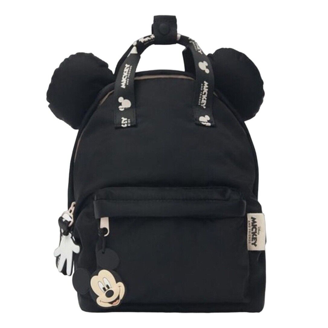 Zara x Disney Mickey and Friends Black Backpack Mini Logo Straps Mickey Ears