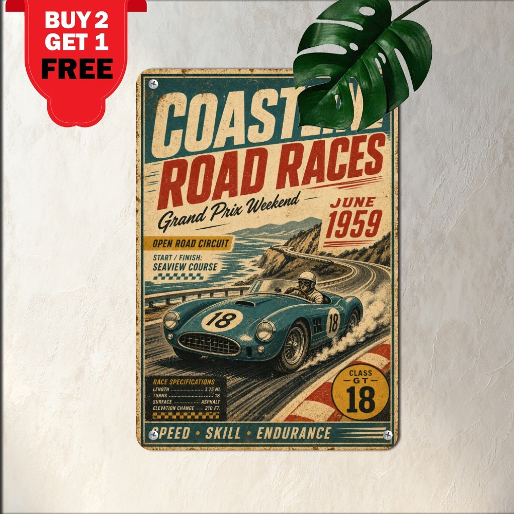 Vintage British Roadster Lightweight Racing Sports Metal Tin Sign 8x12