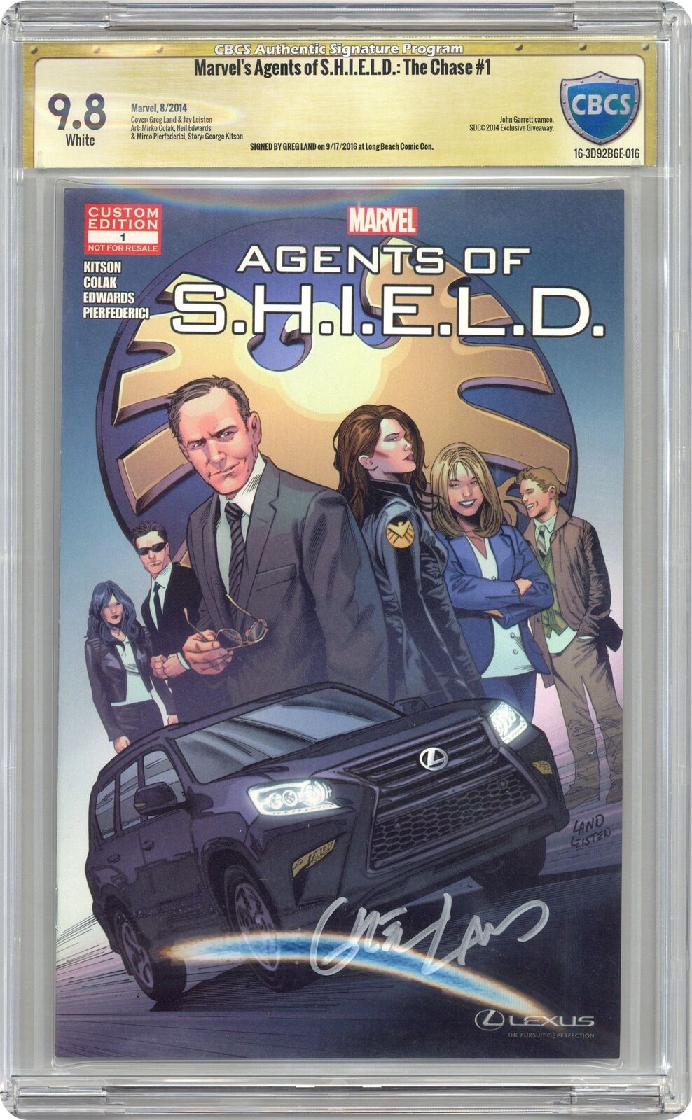 Marvel's Agents of S.H.I.E.L.D The Chase #1 CBCS 9.8 SS Greg Land 2014