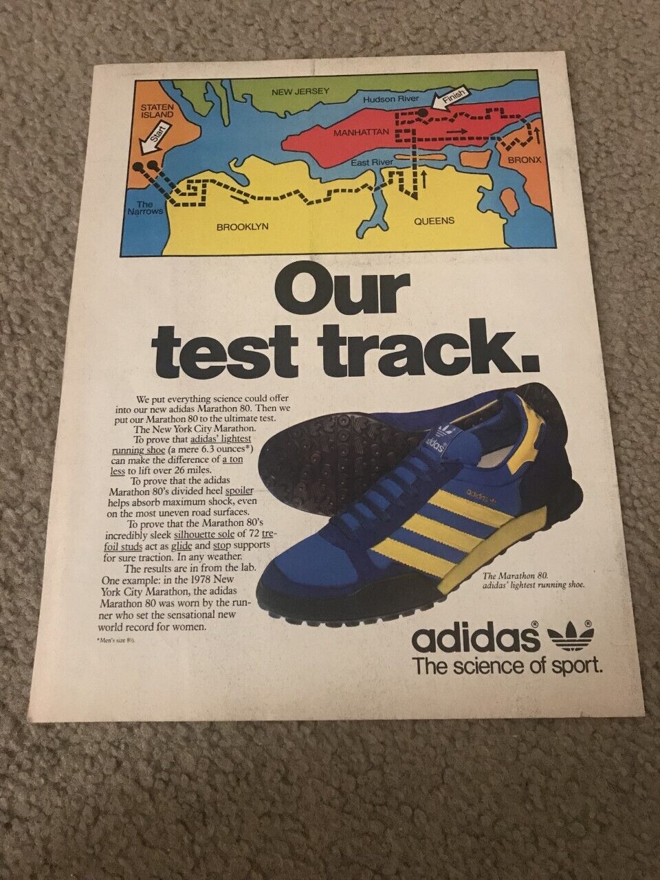 Vintage 1979 ADIDAS MARATHON 80 TRAINER Running Shoes Poster Print Ad 1970s