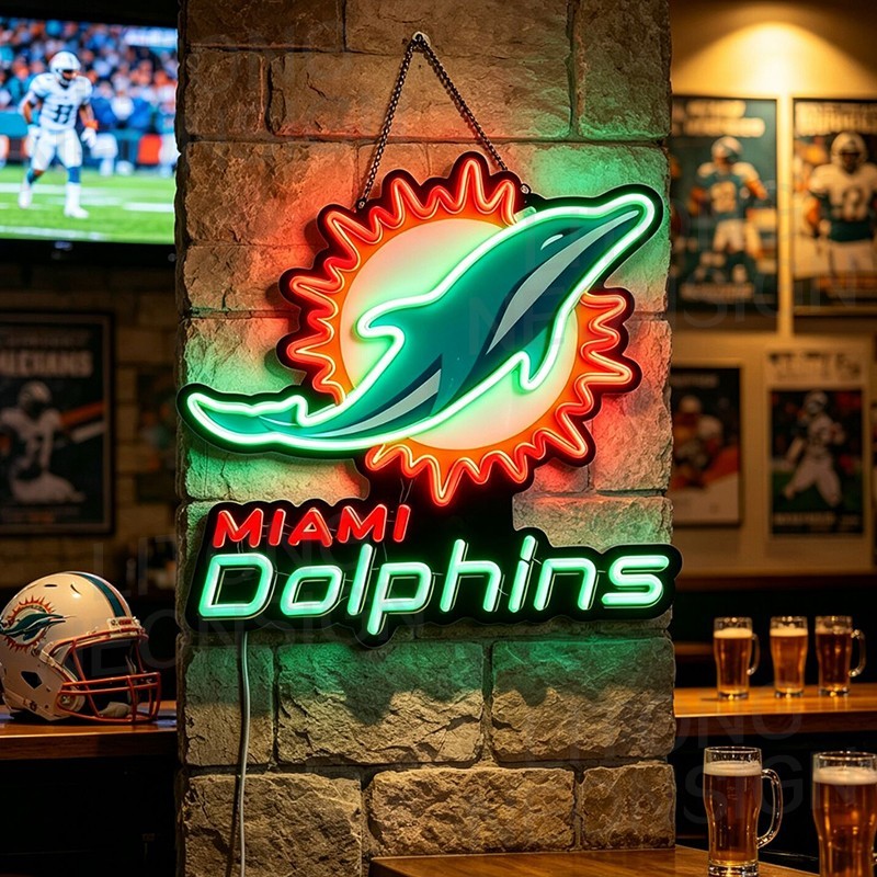 US STOCK Miami Dolphins LED Neon Sign 15.5\