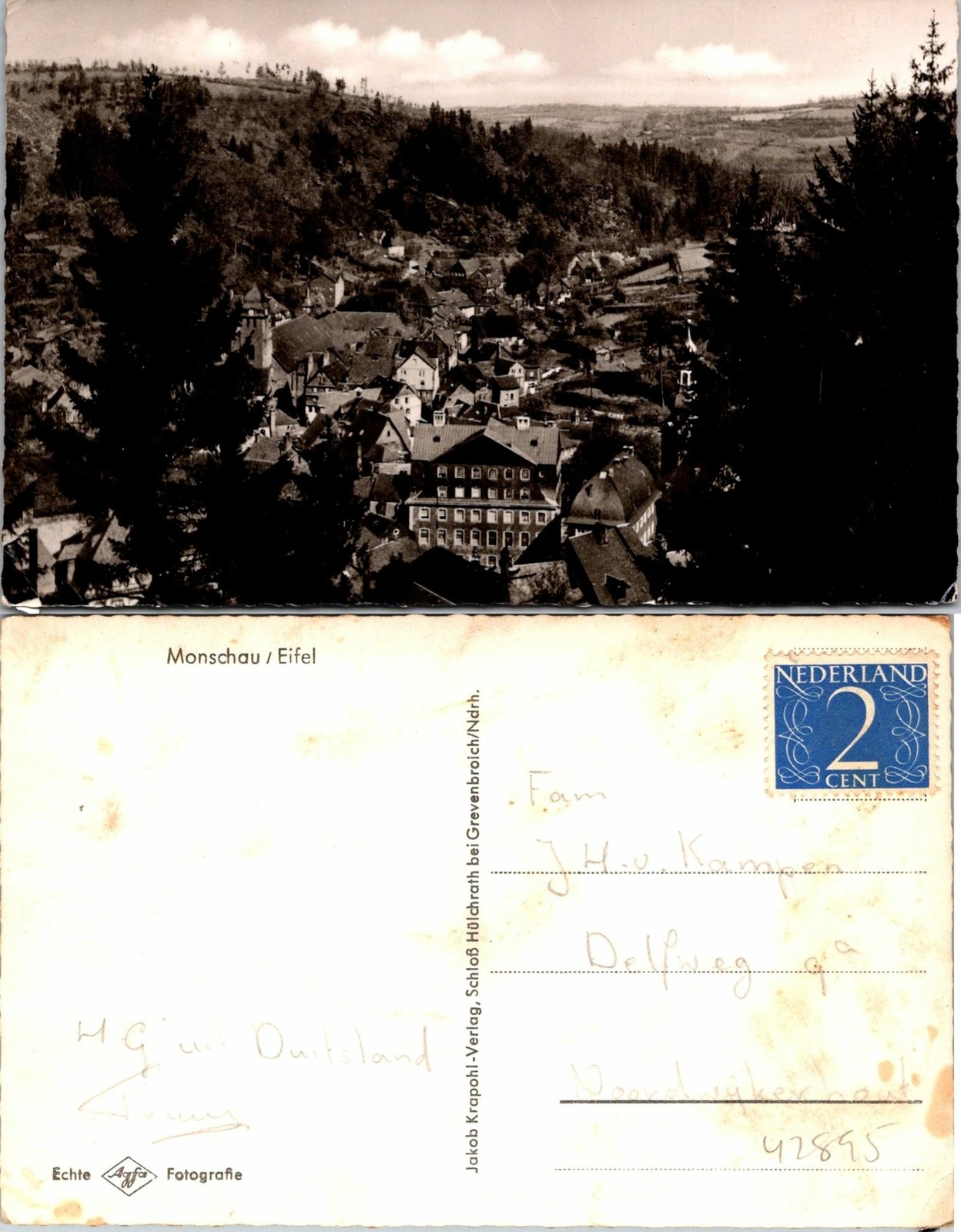 Monschau Eifel Germany Postcard Used (42895)