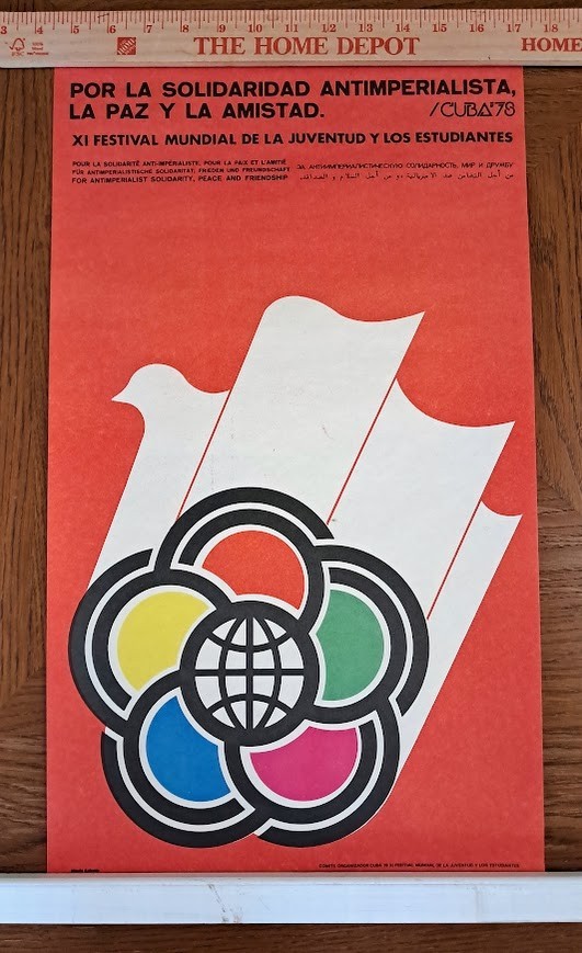 Original Cuba \'78 Solidarity Poster 11th World Festival of Youth and Students