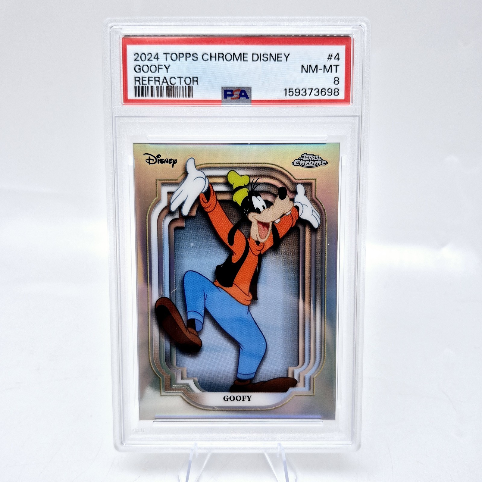 2024 Topps Chrome Disney Goofy #4 PSA 8 Refractor 2024 Topps Chrome Disney Goofy #4 PSA 8 Refractor