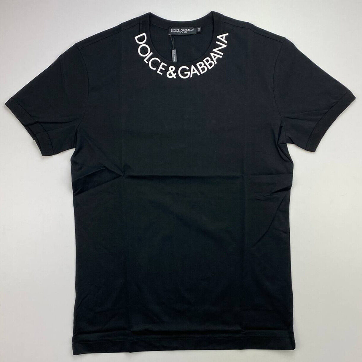 Dolce & Gabbana Men's Neckline Logo T-Shirt Short Sleeve - Black