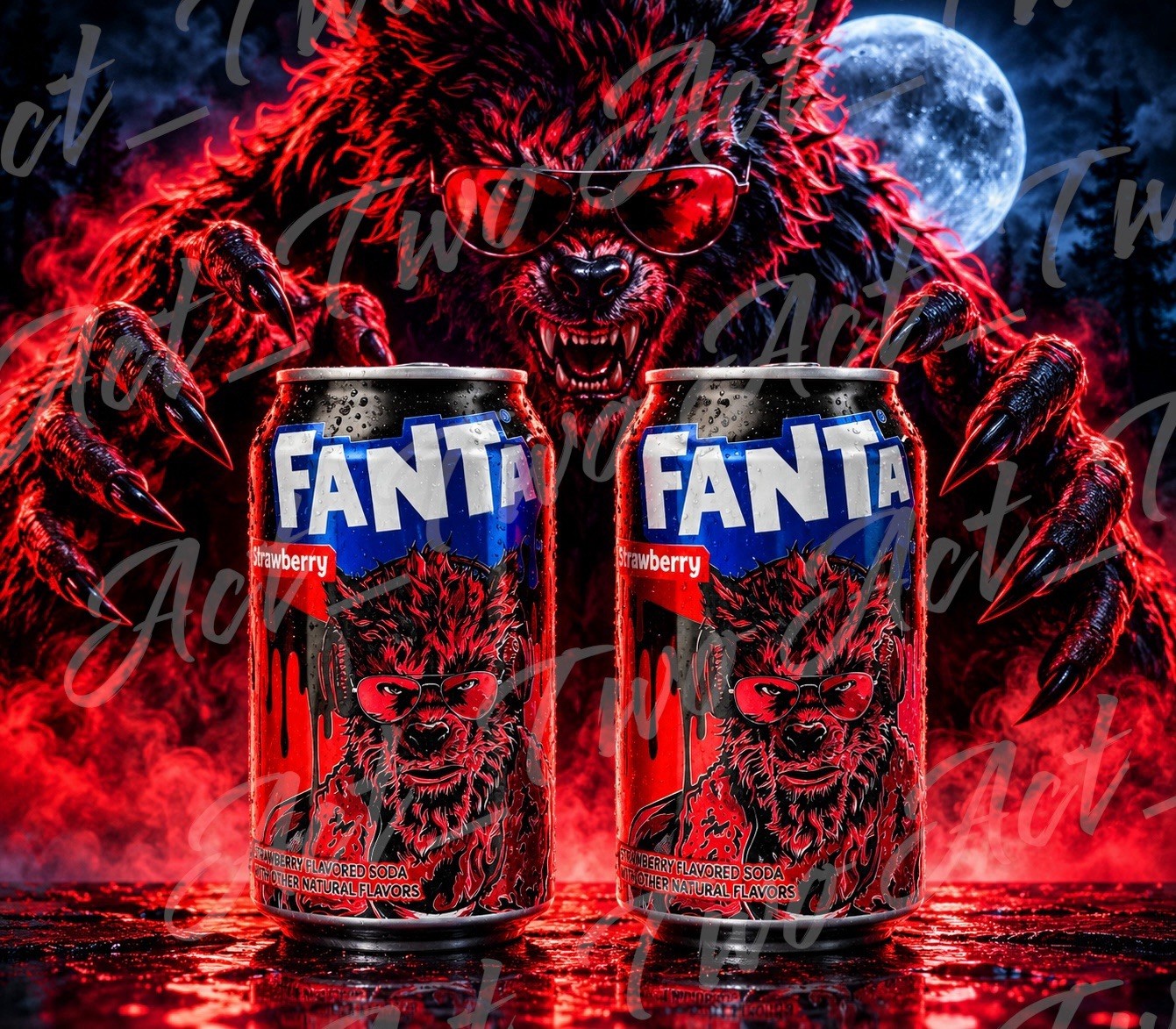 Fanta HORROR COLLECTOR Haunted Universe Werewolf Halloween 2 Full 12oz Cans NEW
