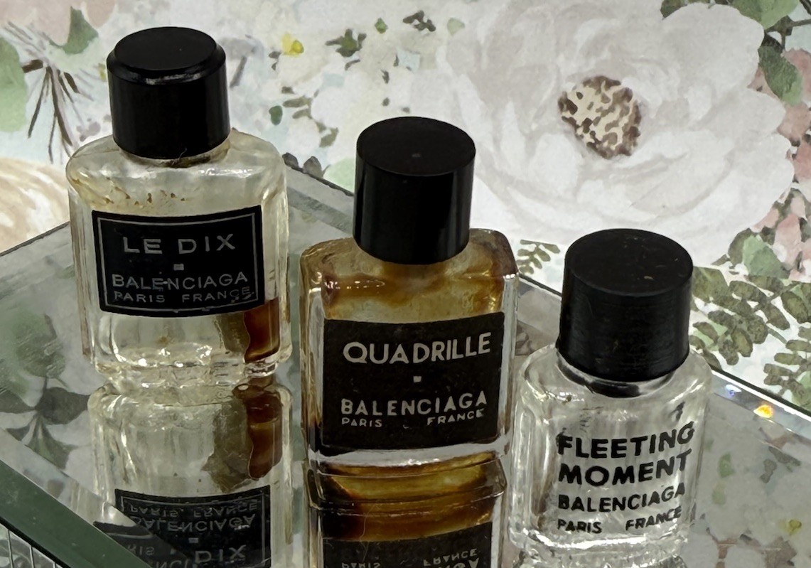 3-Vintage Balenciaga LE DIX ~Quardrlle~Fleeting Micro Mini Perfume Bottles Empty