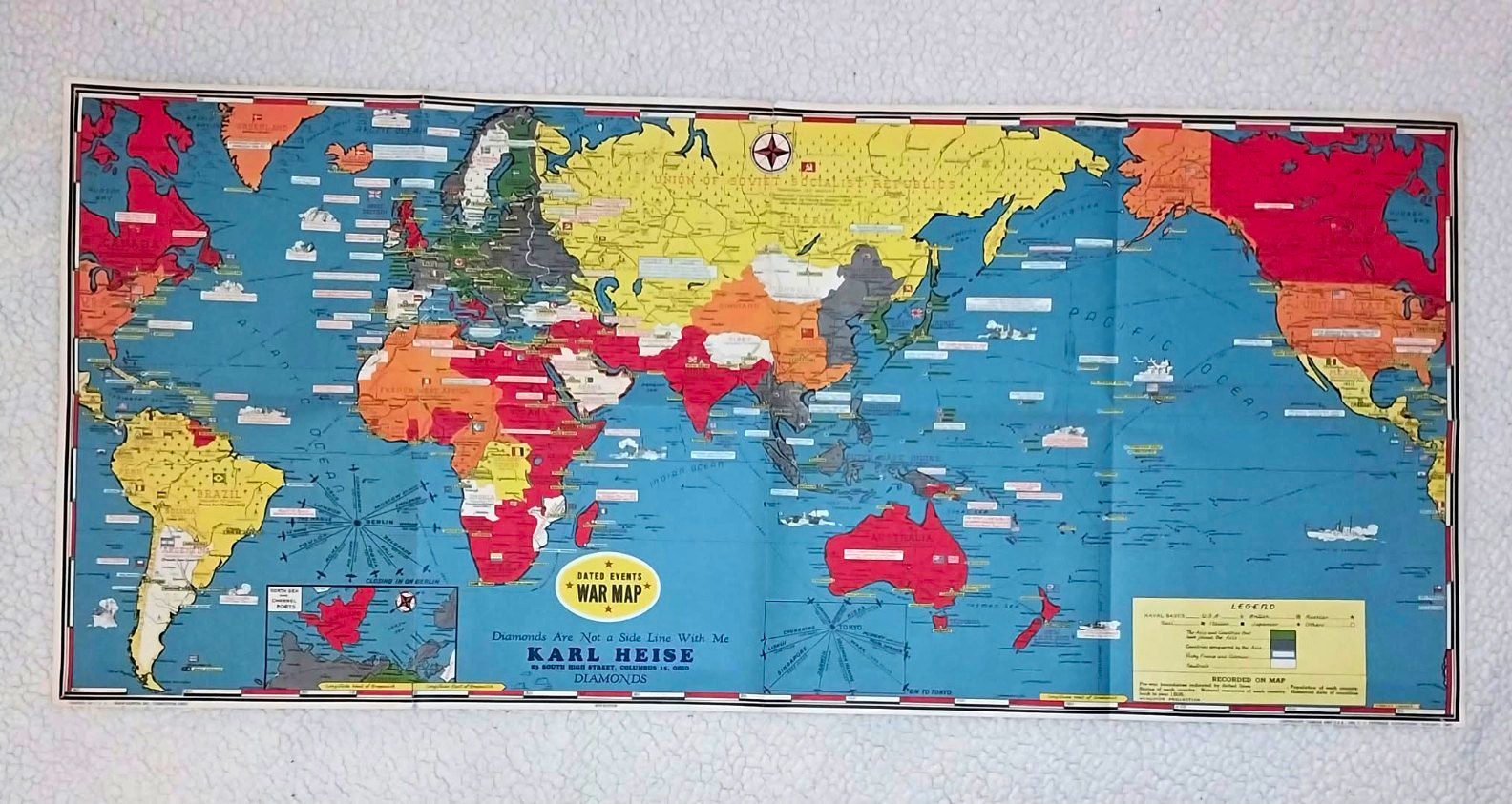 Vintage Stanley Turner WWII Dated Events War Map 