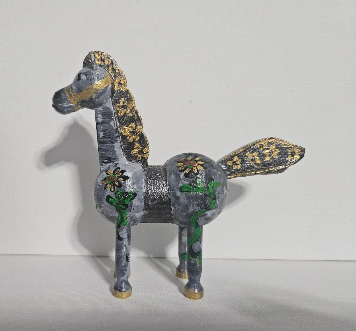 3D Printed Horse Pony Hand painted Flowers Metallic & Iridescent Colors New