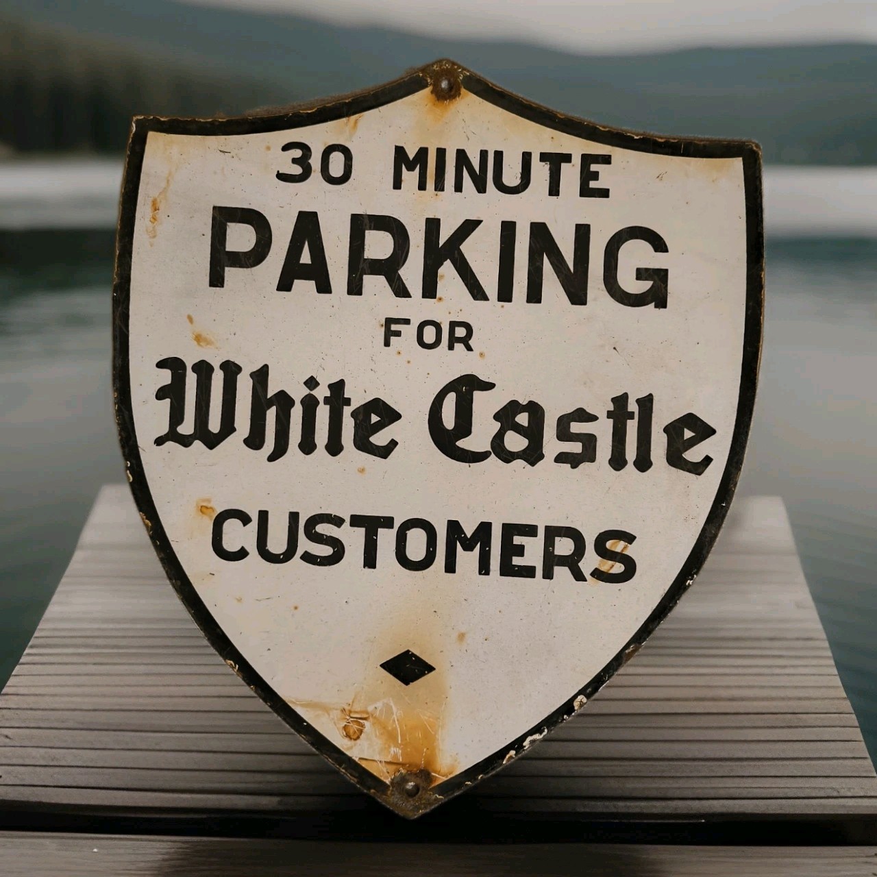 Vintage White Castle Porcelain Sign Buy Them By Sack Hamburger Krystal 12\