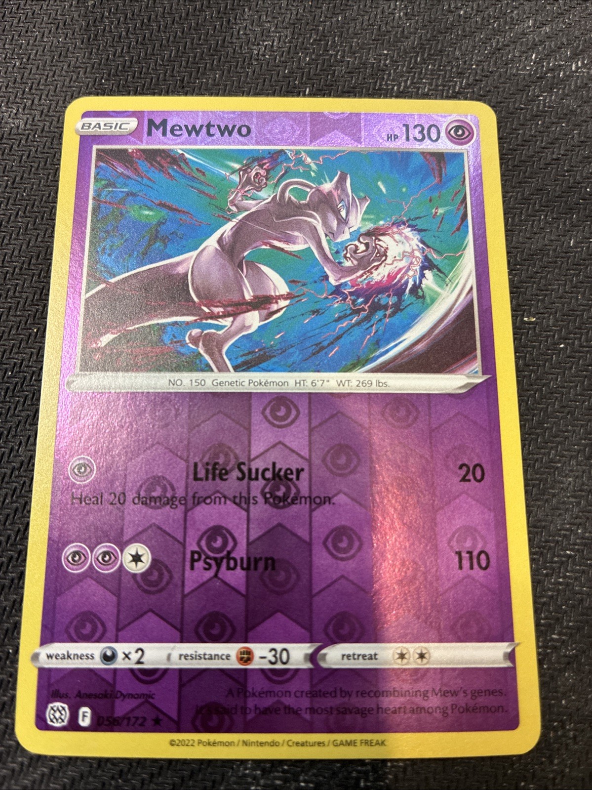 Mewtwo 2022 Brilliant Stars Reverse Holo RarePokemon Card 056/172 Lp Nice Mewtwo 2022 Brilliant Stars Reverse Holo RarePokemon Card 056/172 Lp Nice