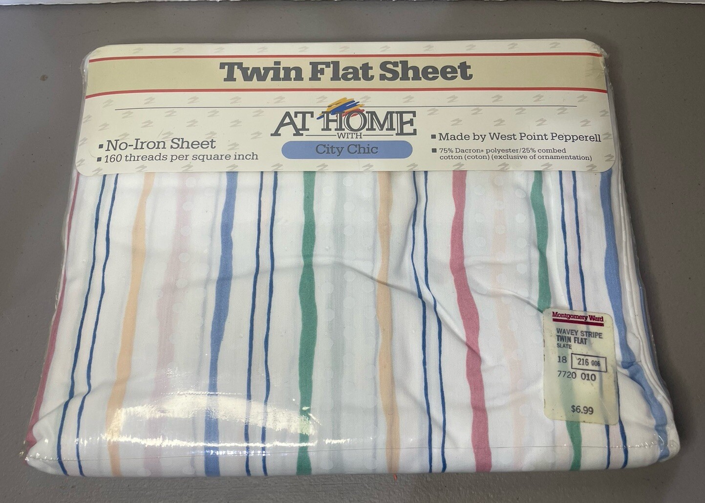 Vintage At Home With City Chic Twin Flat Sheet Wavery Stripe  Sealed