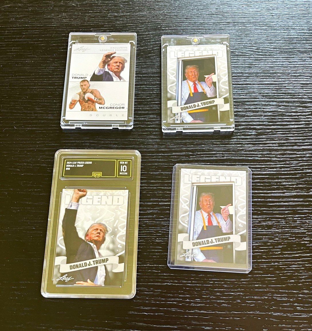 2024 Leaf Donald Trump 4 Card Lot Prized Legend GMA 10 Trump McGregor